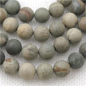 round Silver Leaf Jasper Beads, matte, approx 6mm dia