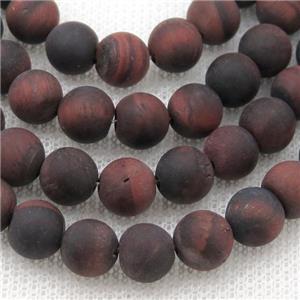 round Red Tiger Eye Stone Beads, matte, approx 10mm dia