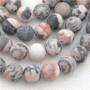 pink Zebra Jasper Beads, round, matte, approx 6mm dia