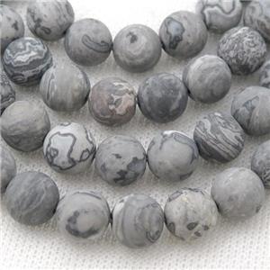 round gray Map Jasper Beads, matte, approx 8mm dia