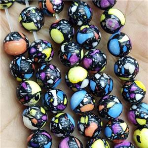 mosaic synthetic Imperial Jasper Beads, round, multicolor, approx 8mm dia