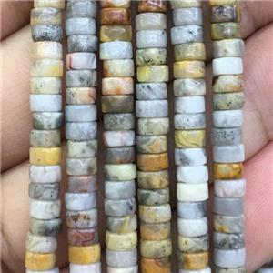 yellow Crazy Agate heishi beads, approx 2x4mm