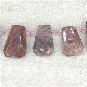 Strawberry Quartz teardrop beads, top-drilled, approx 12-27mm