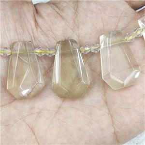 Lemon Quartz teardrop beads, top-drilled, approx 12-27mm