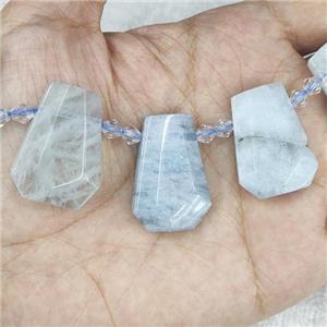 Aquamarine teardrop beads, top-drilled, approx 12-27mm