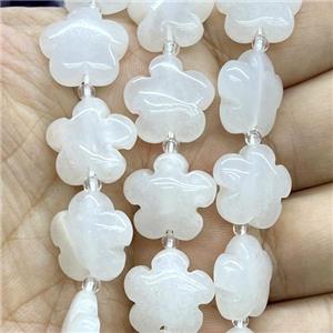 white Jasper flower beads, approx 15mm