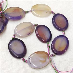 natural Agate Oval Beads, purple dye, approx 28-38mm