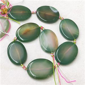 natural Agate Oval Beads, green dye, approx 28-38mm