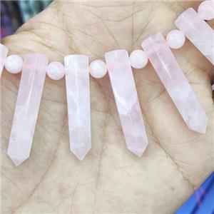 pink Rose Quartz bullet Beads, AA-grade, approx 7-35mm