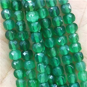 green dye Agate Beads, faceted cube, approx 5mm