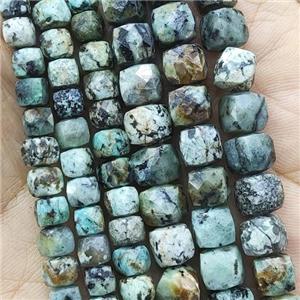 green African Turquoise Beads, faceted cube, approx 5mm