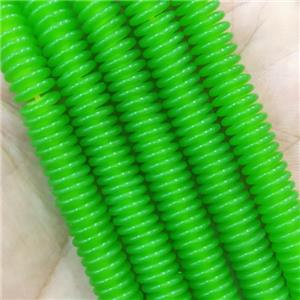 green Resin heishi spacer Beads, approx 2x8mm