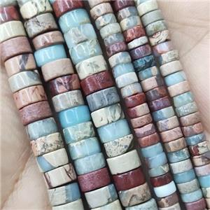 SnakeSkin Jasper Heishi Beads, approx 3x6mm