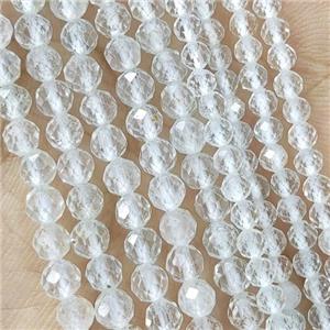 Clear Topaz Beads Faceted Round, approx 2mm dia