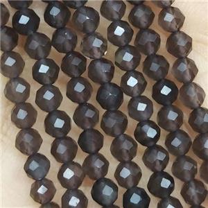 Tiny Smoky Quartz Beads Faceted Round, approx 2mm dia