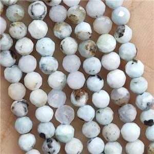 Larimar Beads Faceted Round C-Grade, approx 4mm dia