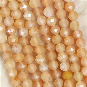 orange Aventurine Beads Tiny Faceted Round, approx 3mm dia