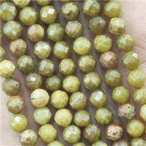 Olive Chrysoprase Beads Faceted Round, approx 4mm dia