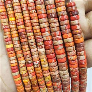 Orange Imperial Jasper Heishi Spacer Beads, approx 2x4mm