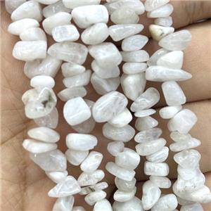 White Moonstone Chip Beads, approx 5-8mm, 32inch length