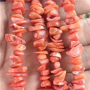 Pink Coral Chip Beads Freeform, approx 5-8mm, 32inch length