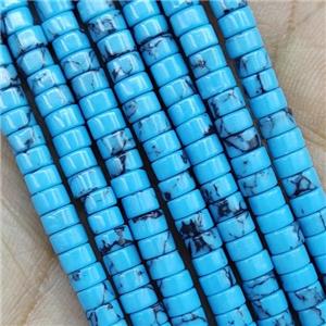 Blue Synthetic Turquoise Heishi Beads, approx 2x4mm