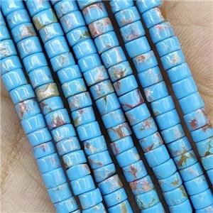 Blue Synthetic Turquoise Heishi Beads, approx 2x4mm