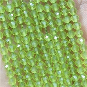 Olive Cat Eye Glass Beads Faceted Round, approx 3mm dia