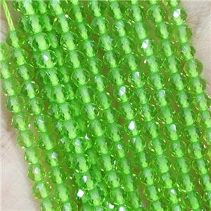 Green Crystal Glass Beads Faceted Round, approx 3mm dia