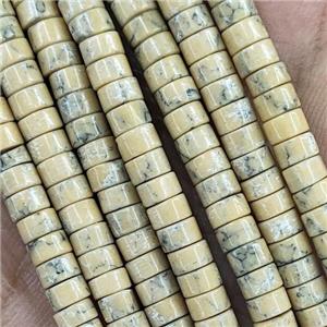 Turquoise Heishi Beads Dye Yellow, approx 2x4mm