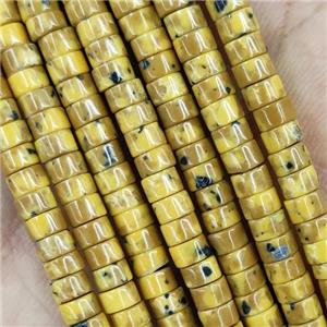 Yellow Turquoise Heishi Beads Dye, approx 2x4mm