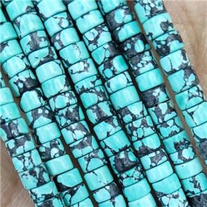 Green Turquoise Heishi Beads Dye, approx 2x4mm