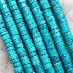 Green Turquoise Heishi Beads Dye, approx 2x4mm