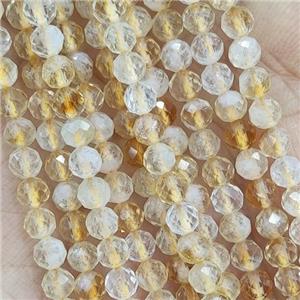 Tiny Citrine Beads Yellow Faceted Round, approx 4mm