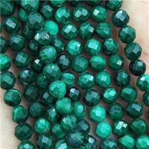 Natural Malachite Beads Tiny Faceted Round AA-Grade, approx 2mm