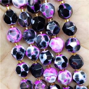 Natural Agate Beads Pink Dye Cut Round, approx 9-10mm