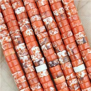 Orange Dye Imperial Jasper Heishi Beads, approx 4mm