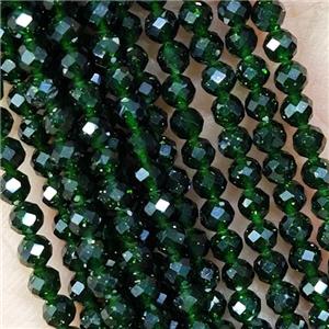 Green Sandstone Beads Faceted Round, approx 4mm dia