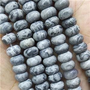 Gray Map Jasper Rondelle Beads, approx 5x8mm