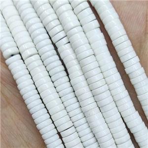 White Oxidative Agate Heishi Spacer Beads, approx 4mm