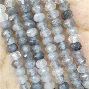 Gray Cloudy Quartz Beads Faceted Rondelle, approx 4x6mm