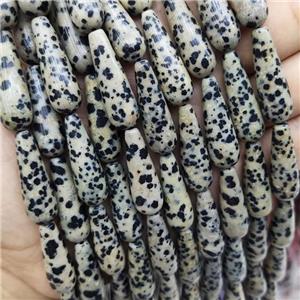 Black Dalmatian Jasper Beads Spotted Teardrop, approx 10-30mm, 13pcs per st