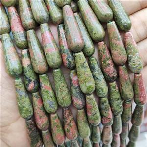 Unakite Jasper Beads Teardrop, approx 10-30mm, 13pcs per st