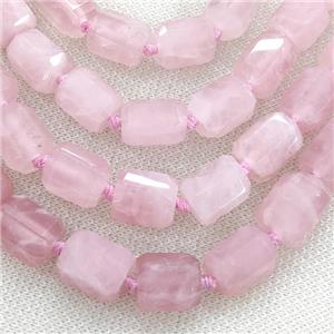 Madagascar Rose Quartz Column Beads Pink Faceted, approx 12-16mm