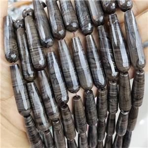 Chocolate Zebra Jasper Teardrop Beads Faceted, approx 10x40mm, 10pcs per st