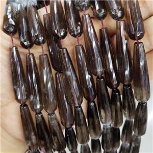 Smoky Quartz Beads Faceted Teardrop, approx 10x40mm, 10pcs per st