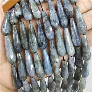 Natural Labradorite Beads Faceted Teardrop, approx 10x30mm, 13pcs per st