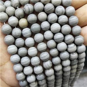 Gray Wood Lace Jasper Beads Smooth Round Dye, approx 8mm dia