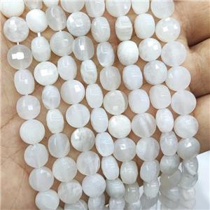 Natural White Moonstone Beads Faceted Circle, approx 8mm