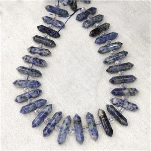 Blue Dalmatian Jasper Bullet Beads, approx 8-32mm